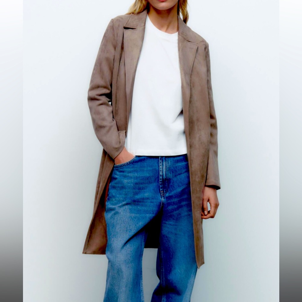 Zara FAUX SUEDE COAT - XS